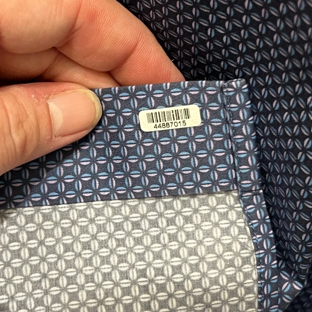 Peter Millar Dark Blue Geometric Dress Shirt